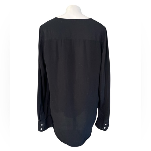 J.Crew Crepe Henley Popover Tunic Blouse Black Long Sleeve Women’s M - Picture 5 of 13